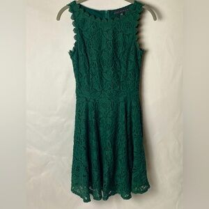 Dark green lace overlay dress, fully lined, junior, size 3, great condition